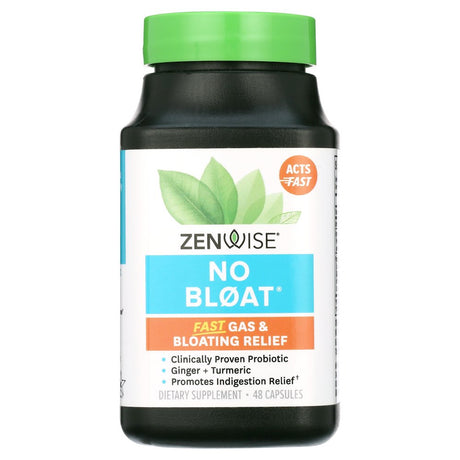 Zenwise No Bloat, Probiotics Digestive Enzymes Herbal Supplement 48Ct, Gas & Bloat Relief