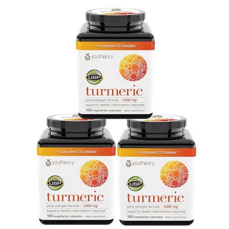 3 Pack | Youtheory Turmeric Extra Strength 1000Mg (180 Ct.)