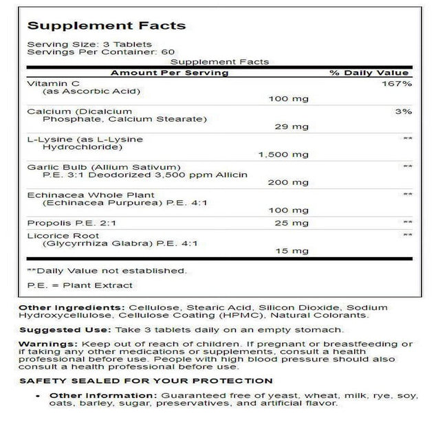 Quantum Health Super Lysine plus - 180 Tablets