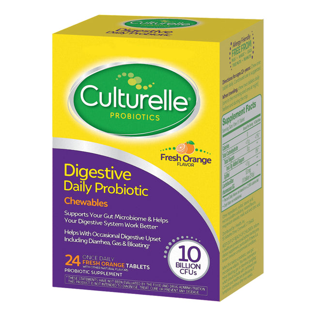 Culturelle Digestive Health Daily Probiotic Chewables, Probiotic for Men and Women, Most Clinically Studied Probiotic Strain, 10 Billion Cfus, Supports Occasional Diarrhea, Gas & Bloating