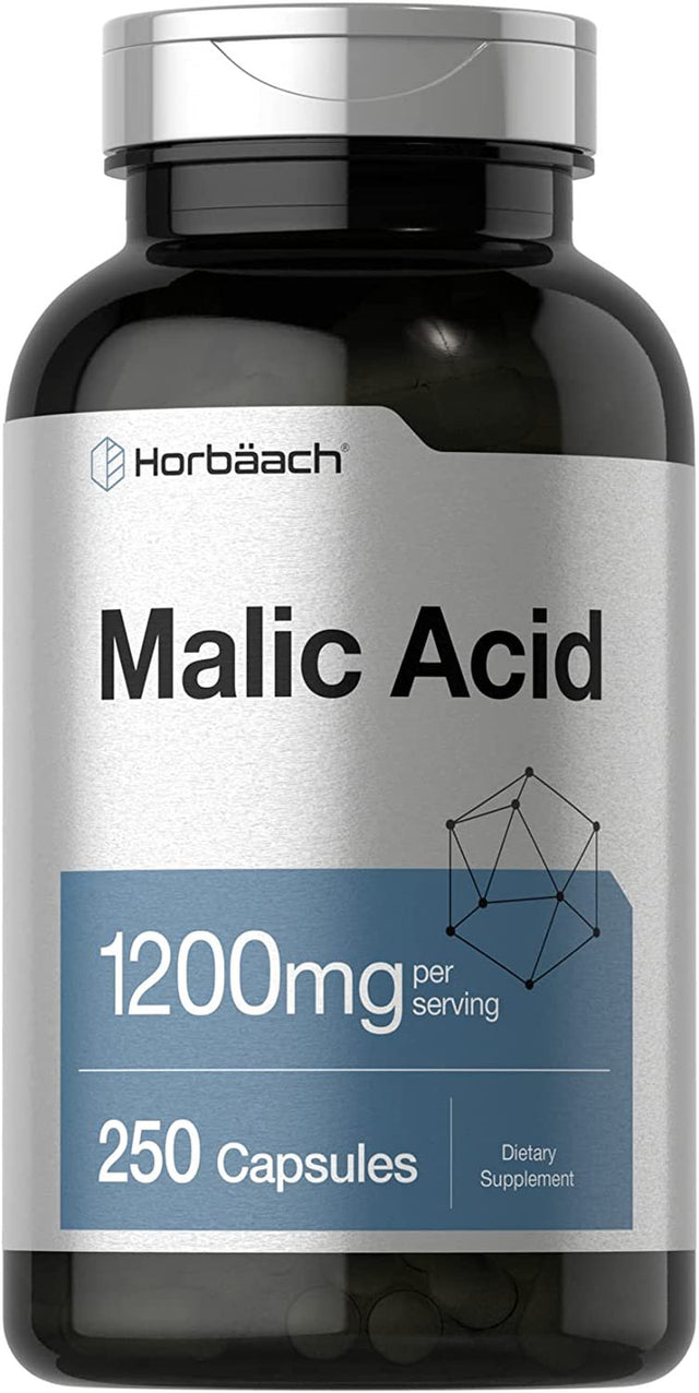 Malic Acid Capsules | 1200Mg | 250 Count | Non-Gmo and Gluten Free Supplement | by Horbaach