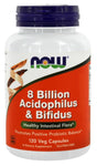 NOW Foods Acidophilus & Bifidus 8 Billion, 120 Capsules-2 Pack