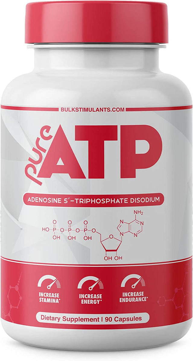 Pure ATP Capsules: Adenosine Triphosphate for Increased Energy, Endurance, Strength, and Recovery - Natural Pre Workout Supplement, 90 Count