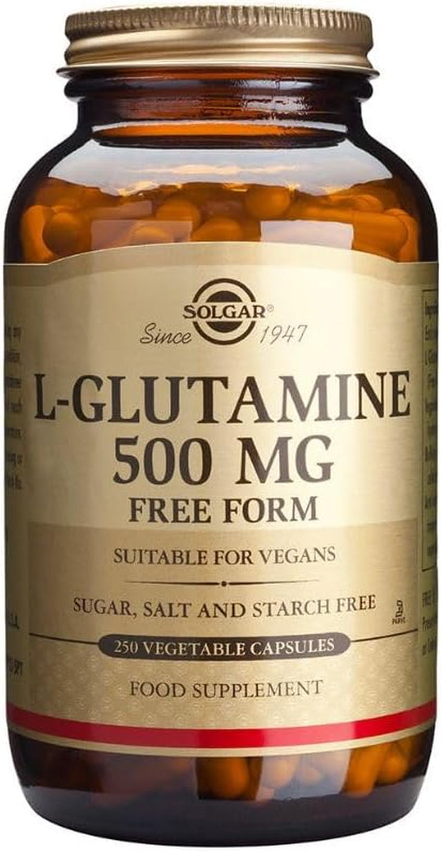 Solgar L-Glutamine 500 Mg, 250 Vegetable Capsules - Natural Muscle Food - Promotes Gastrointestinal (GI) Health - Supports Brain Health - Non-Gmo, Vegan, Gluten Free, Dairy Free