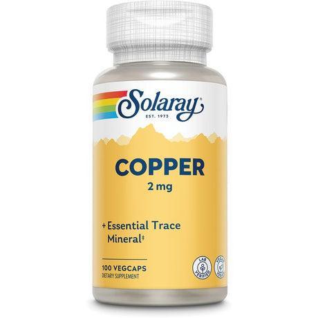 Solaray Copper 2 Mg | Healthy Red Blood Cell Formation, Immune and Nerve Function Support | Non-Gmo | 100Ct