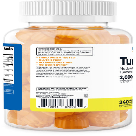 Nutricost Turmeric Gummies (240 Gummies) Supplement, 120 Servings