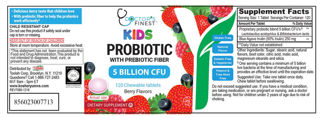 Doctor'S Finest Probiotic with Prebiotic Fiber Supplement for Men and Women, 120 Count