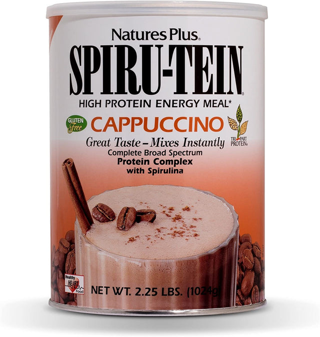 Naturesplus SPIRU-TEIN Shake - Cappuccino Flavor - 2.25 Lbs, Spirulina Protein Powder - Plant Based Meal Replacement, Vitamins & Minerals for Energy - Vegetarian - 32 Servings