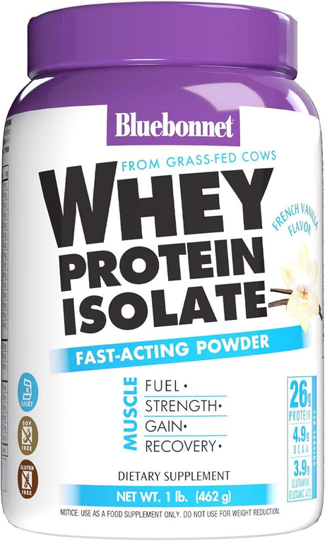 Bluebonnet Nutrition Whey Protein Isolate Powder, 14 Serving, Vanilla, 1 Lb