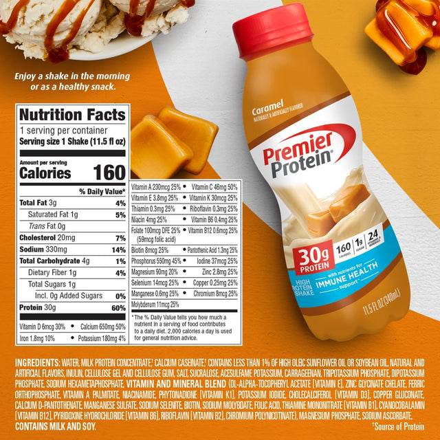 Premier Protein Shake, Caramel, 30G Protein, 11.5 Fl Oz, 12 Ct