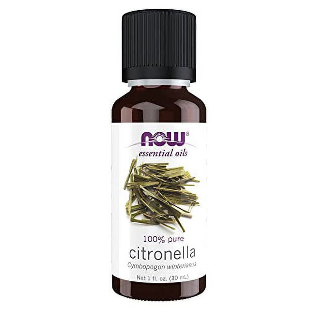 NOW Essential Oils, Citronella Oil, Freshening Aromatherapy Scent, Steam Distilled, 100% Pure, Vegan, Child Resistant Cap, 1-Ounce