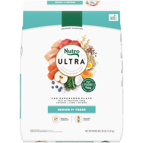 Nutro Ultra Senior Dry Dog Food with a Trio of Proteins from Chicken, Lamb and Salmon, 30 Lb. Bag