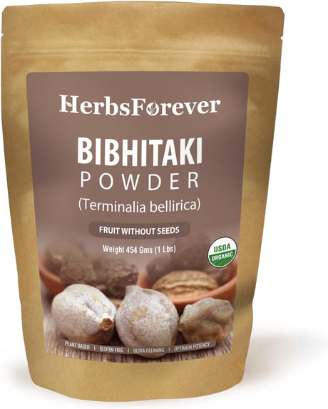 Herbsforever Bibhitaki Powder – Terminalia Bellerica – Cholesterol Care Herb – Maintain Liver and Heart Health – Non GMO, Organic, Vegan – 454 GMS