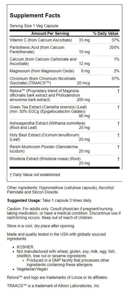 NOW Supplements, Adrenal Stress Support, Cortisol Support Formula* with Relora®, for Typical Everyday Stress*, Appetite Management*, 90 Veg Capsules