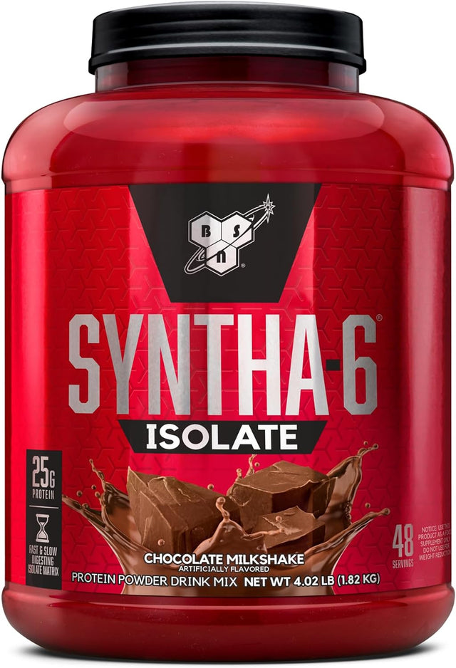 BSN SYNTHA-6 Isolate Protein Powder, Chocolate Protein Powder with Whey Protein Isolate, Milk Protein Isolate, Flavor: Chocolate Milkshake, 48 Servings (Packaging May Vary)