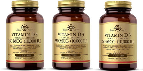 Solgar Vitamin D3 Cholecalciferol 10000 IU, 120 Softgels-3 Pack