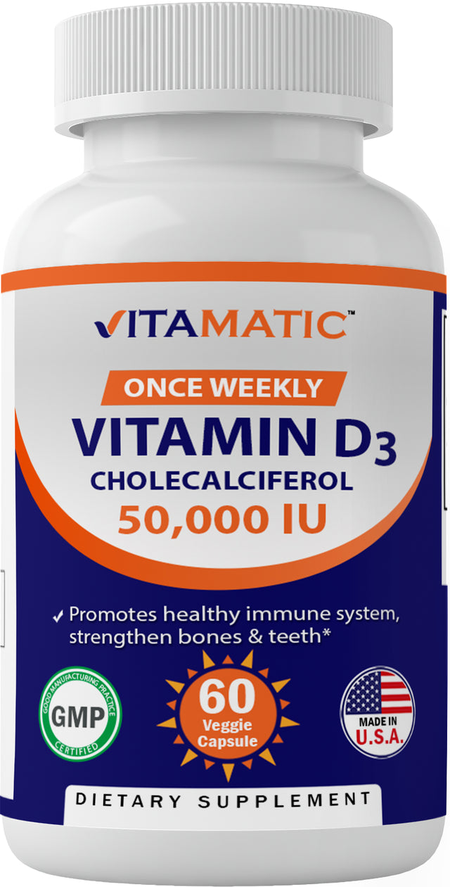 2 Pack - Vitamatic Vitamin D3 50,000 IU Weekly Dose 60 Veggie Capsules