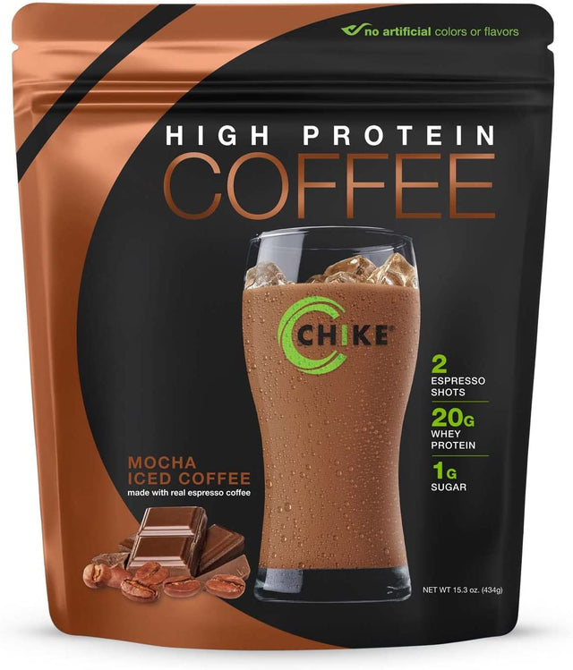 Chike Mocha High Protein Iced Coffee, 20 G Protein, 2 Shots Espresso, 1 G Sugar, Keto Friendly and Gluten Free, 14 Servings (15.3 Ounce)