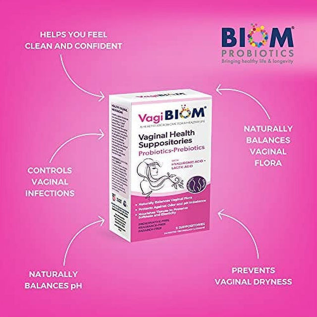 Biom Probiotics Fragrance Free Probiotic Vaginal Suppositories for Women, Ph Balance Suppositories for Vaginal Health , 15 Count