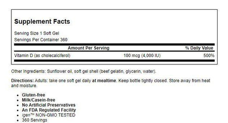 Carlson Labs - Vitamin D3 4000 IU - 360 Softgels