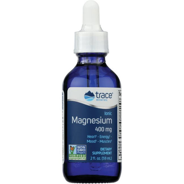 Trace Minerals Liquid Ionic Magnesium 400 Mg, Supports Normal Blood Pressure, Heart Health, Calm Mood, Sleep, and Energy, 2 Fl Oz (16 Servings)