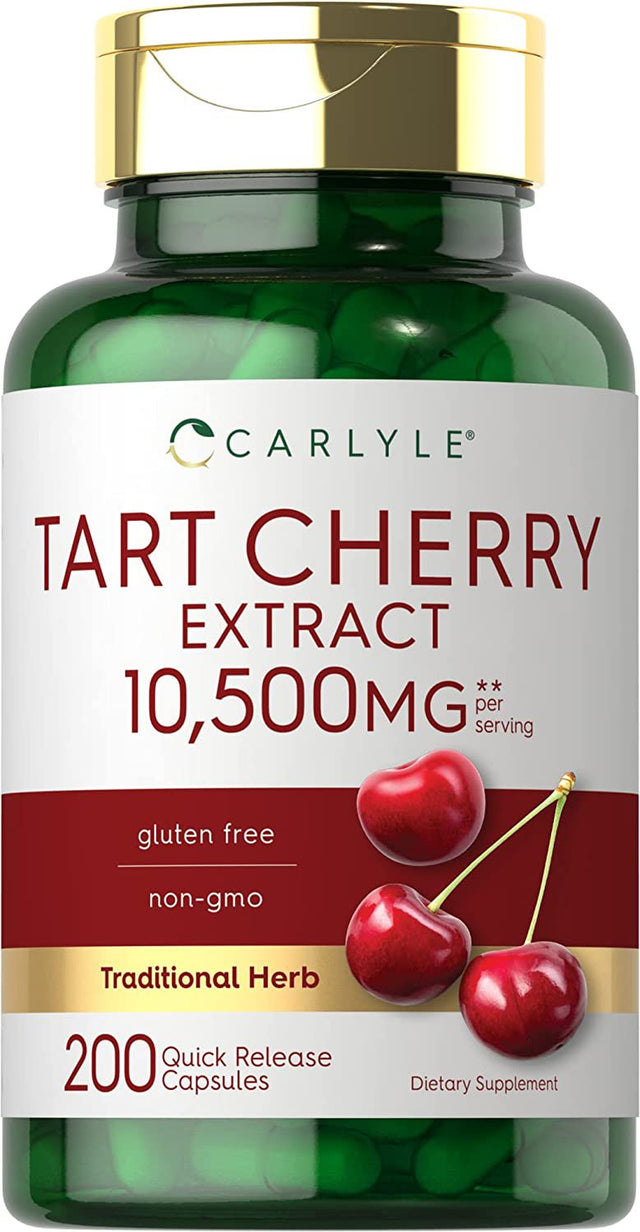 Tart Cherry Capsules | 10,500 Mg | 200 Pills | Non-Gmo, Gluten Free| by Carlyle