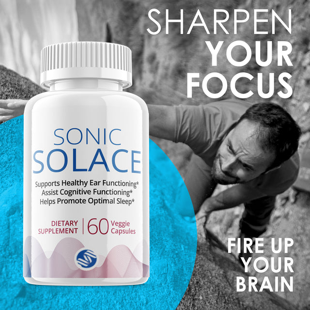 (1 Pack) Sonic Solace - Brain Boost Supplement - Dietary Supplement for Focus, Memory, Clarity, Cognitive, Nootrpic - Advanced Hearing Support Formula for Maximum Strength - 60 Capsules