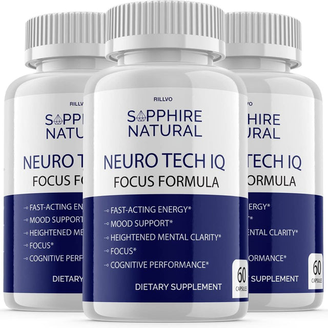 3 Pack Neuro Tech IQ Neurotech IQ Pills Brain Supplement 180 Capsules