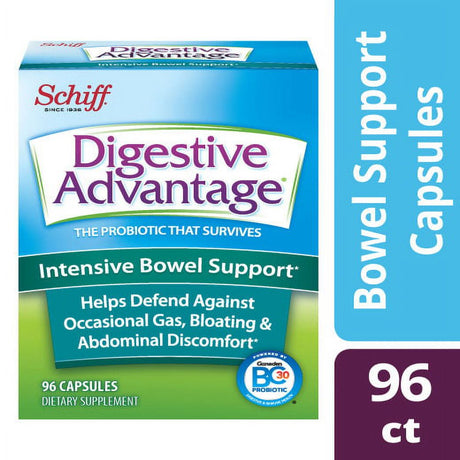 Digestive Advantage Intensive Bowel Support, Probiotic Digestive Enzyme Supplement - 96 Capsules