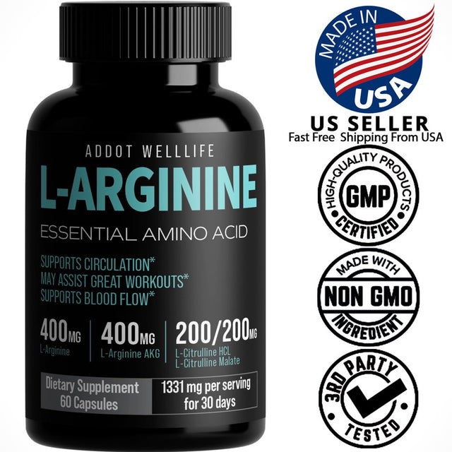 L-Arginine Complete, Nitric Oxide Supplement for Mens Health - L-Arginine, L-Arginine AKG, L- Citrulline HCL, Beta-Alanine for Energy, Performance, Stamina, Endurance, Muscle Growth, Vascularity