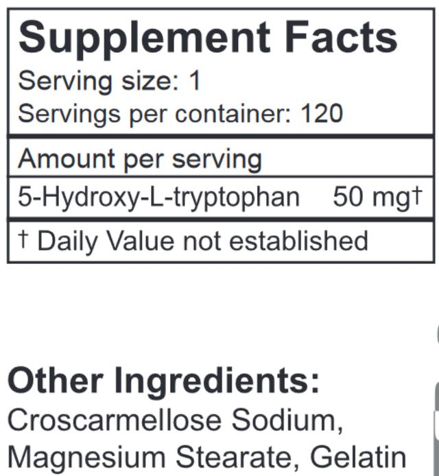 Lifelink'S 5-HTP (5-Hydroxy-L-Tryptophan) | 50 Mg X 120 Caps | Precursor to Serotonin | Mood, Sleep, Libido, Appetite | Gluten Free & Non-Gmo | Made in the USA