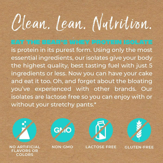 Eat the Bear, Whey Isolate Protein Powder, Keto Friendly Protein Powder, 100 Calories, All Natural, Gluten Free (25 Servings, Cinnamon Bun)