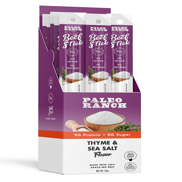 PALEO RANCH, Thyme & Sea Salt Protein Stick, 100% Grass-Fed, 30 Ct