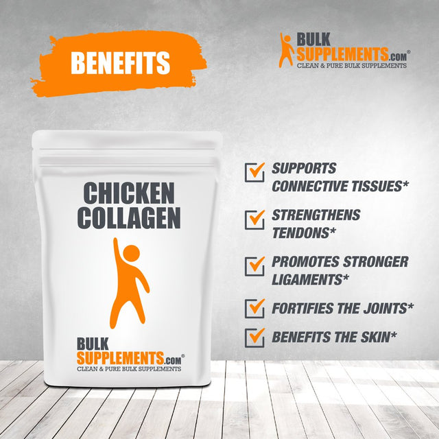 Bulksupplements.Com Hydrolyzed Collagen (Chicken) Powder - Collagen Powder - Collagen Peptides Powder - Collagen Powder for Women (250 Grams)