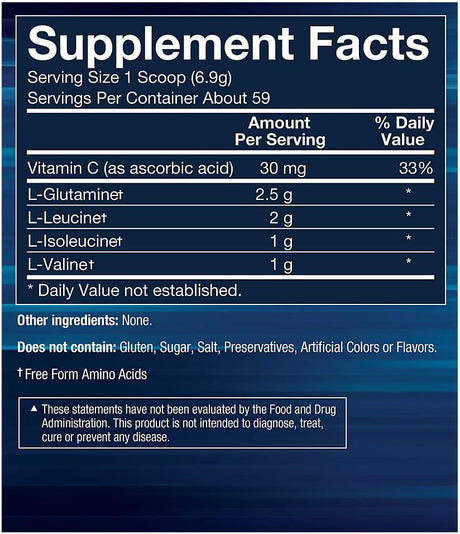 BODYTECH BCAA + Glutamine Powder - Unflavored (14.4 Oz./59 Servings)