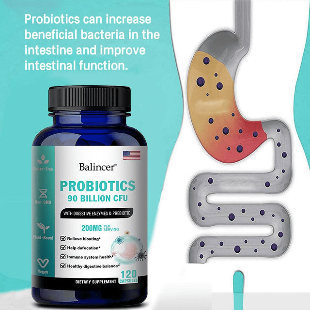 Balincer Probiotic Capsules for Men and Women - Contains Natural Lactase and Prebiotic Fiber for Digestive Health - Supports Gut Health, Bloating Relief and Immune Health