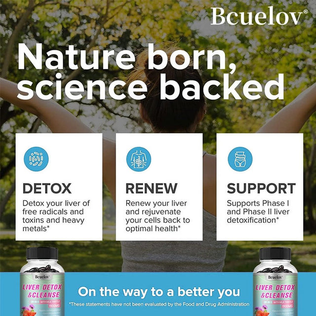 Bcuelov 28+ Herbs - Premium Liver Health Formula - Liver Support Detox Cleansing Capsules