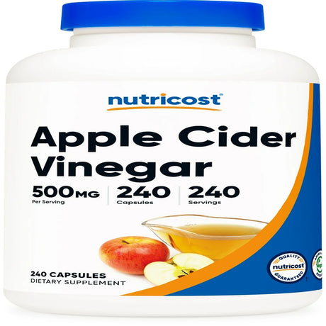 Nutricost Apple Cider Vinegar 500Mg, 240 Capsules - Vegetarian and Non-Gmo