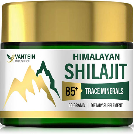 Vantein Pure Himalayan Shilajit Resin Supplement 50 Day Supply, 85+ Trace Minerals Complex for Brain Booster, Energy, Immune Support, Overall Health