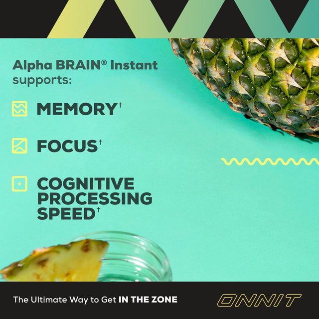 ONNIT Alpha BRAIN Instant Nootropic Brain Pineapple Punch Drink Mix, Memory/Focus Supplement, 30 Ct