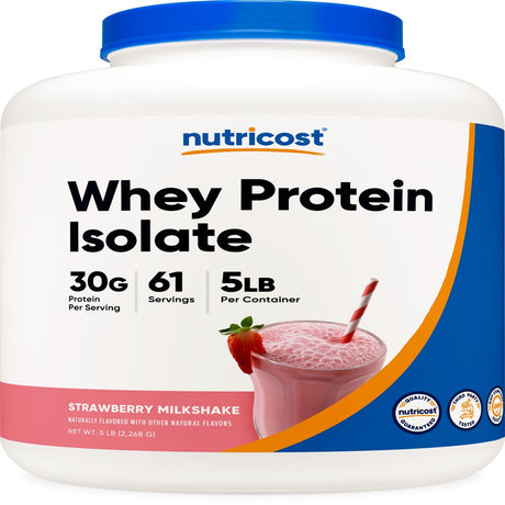 Nutricost Whey Protein Isolate Powder (Strawberry Milkshake) 5LBS