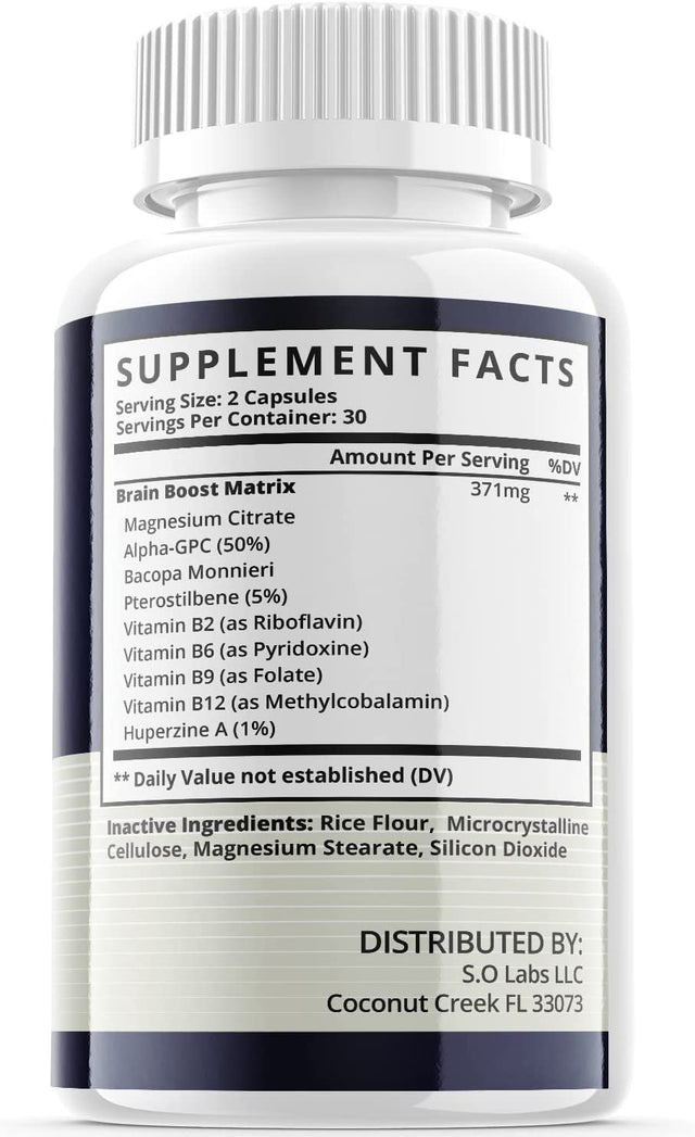 (5 Pack) Brain Sync - Dietary Supplement for Focus, Memory, Clarity, & Energy - Advanced Cognitive Support Formula for Maximum Strength - 300 Capsules