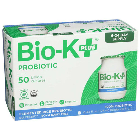 Bio-K plus Organic Blueberry Fermented Rice Probiotic Supplement, 3.5 Fluid Ounce -- 24 per Case.