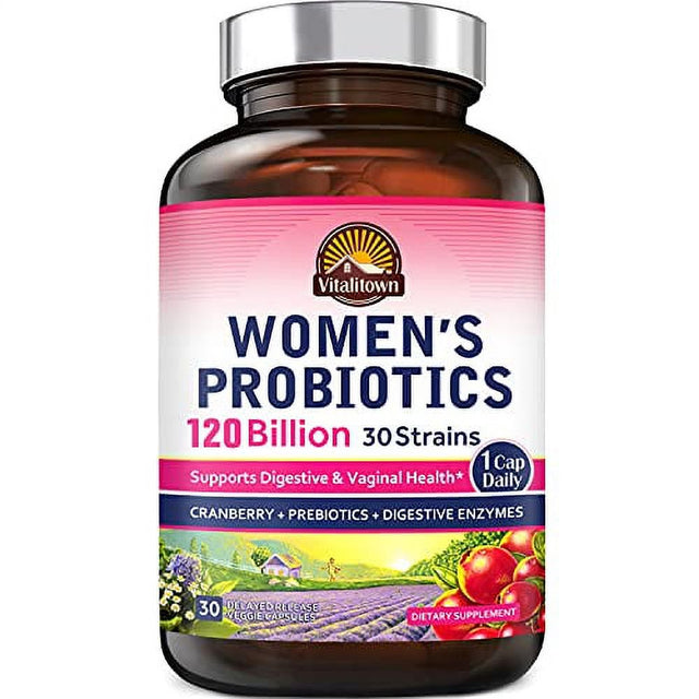 Women"Probiotics 120 Billion Cfus 1 Daily | 30 Strains, with Prebiotics & Digestive Enzymes & Cranberry | Shelf Stable | Gut & Vaginal Health | Vegan Non-Gmo | 30 Delayed Releas