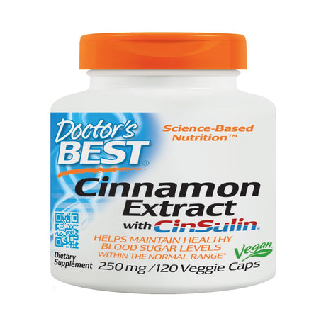 Doctor'S Best Cinnamon Extract with Cinsulin, Non-Gmo, Vegan, Gluten Free, Soy Free, Helps Maintain Blood Sugar Levels, 250 Mg, 120 Veggie Caps