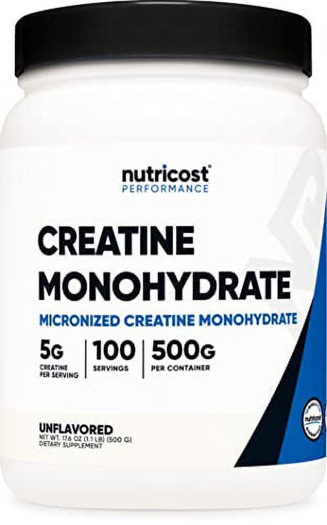 Nutricost Creatine Monohydrate Micronized Powder 500G, 5000Mg per Serv (5G) - Micronized Creatine Monohydrate, 100 Servings