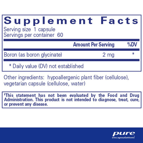 Pure Encapsulations Boron (Glycinate) | Supplement for Hormone Balance, Bone Strength and Health, Connective Tissue, and Nutrient Metabolism* | 60 Capsules