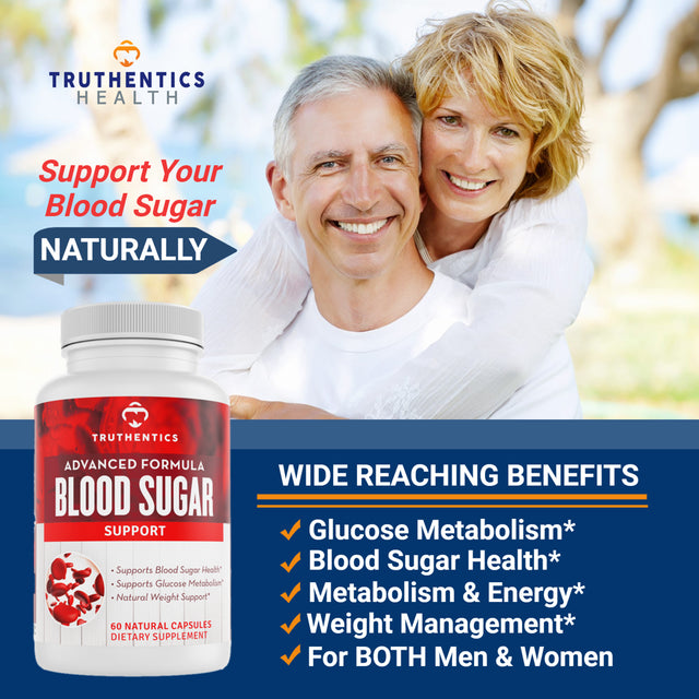 Truthentics Blood Sugar Support Formula (2 Pack) - Supports Healthy Blood Sugar Levels, Glucose Metabolism - Healthy Heart Supplement - 120 Capsules