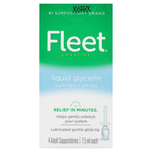 Fleet Liquid Glycerin Suppositories for Adult Constipation, 7.5 Ml, 4 Bottles