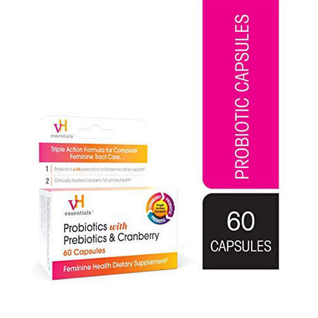 Vh Essentials Probiotics with Prebiotics and Cranberry Feminine Health Supplement - 60 Capsules